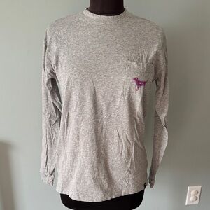 PINK Victoria’s Secret Gray Long Sleeve Shirt with Pink Sequin Dog